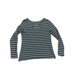 Anthropologie Pure + Good charcoal gray & white striped shirt sz M